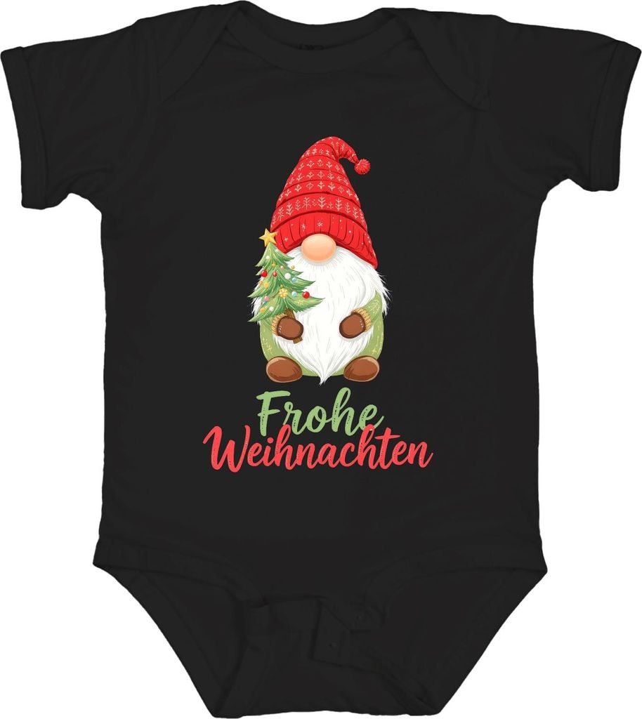 Frohe Weihnachten Wichtel Weihnachtsgnom Weihnachtsbaum Niedlich Unisex Baby Body, Schwarz, 12/18