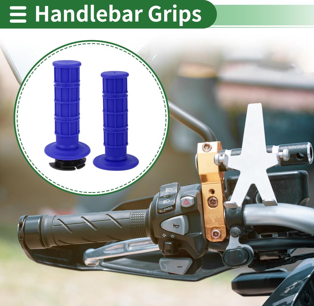 7/8" 22mm 15/16" 24mm Motorrad Hand Griffe Cover Kit Rutschfest TPR Lenker Griffe für Motorrad Roller Fahrrad ATV Blau 1 Set