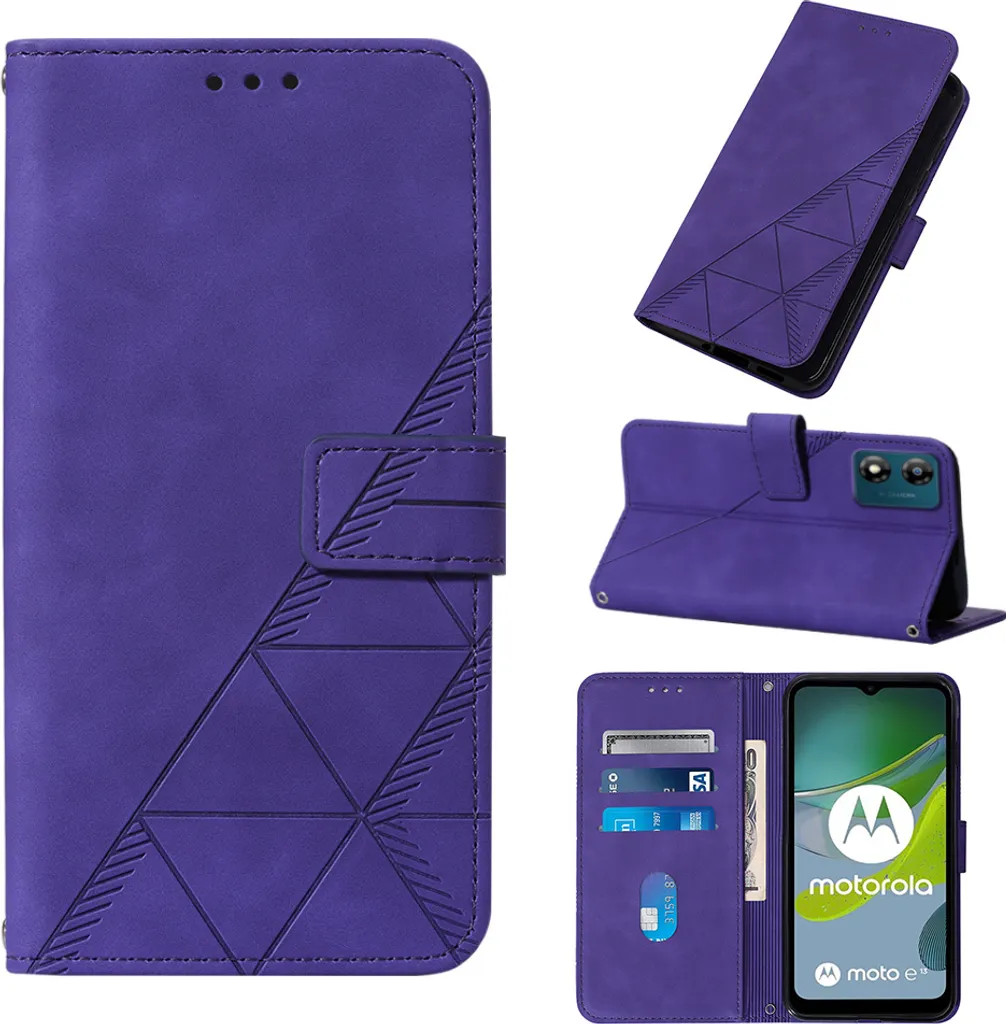Protezione Totale Moto E13 - Custodia Libro Antiurto Viola Goffrata