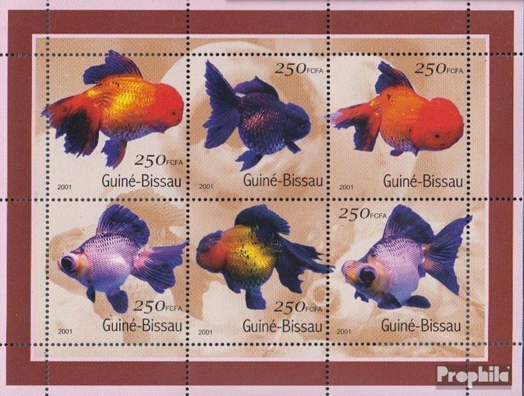 Briefmarken Guinea-Bissau 2001 Mi 1516-1521 Kleinbogen (kompl.Ausg.) postfrisch Goldfische
