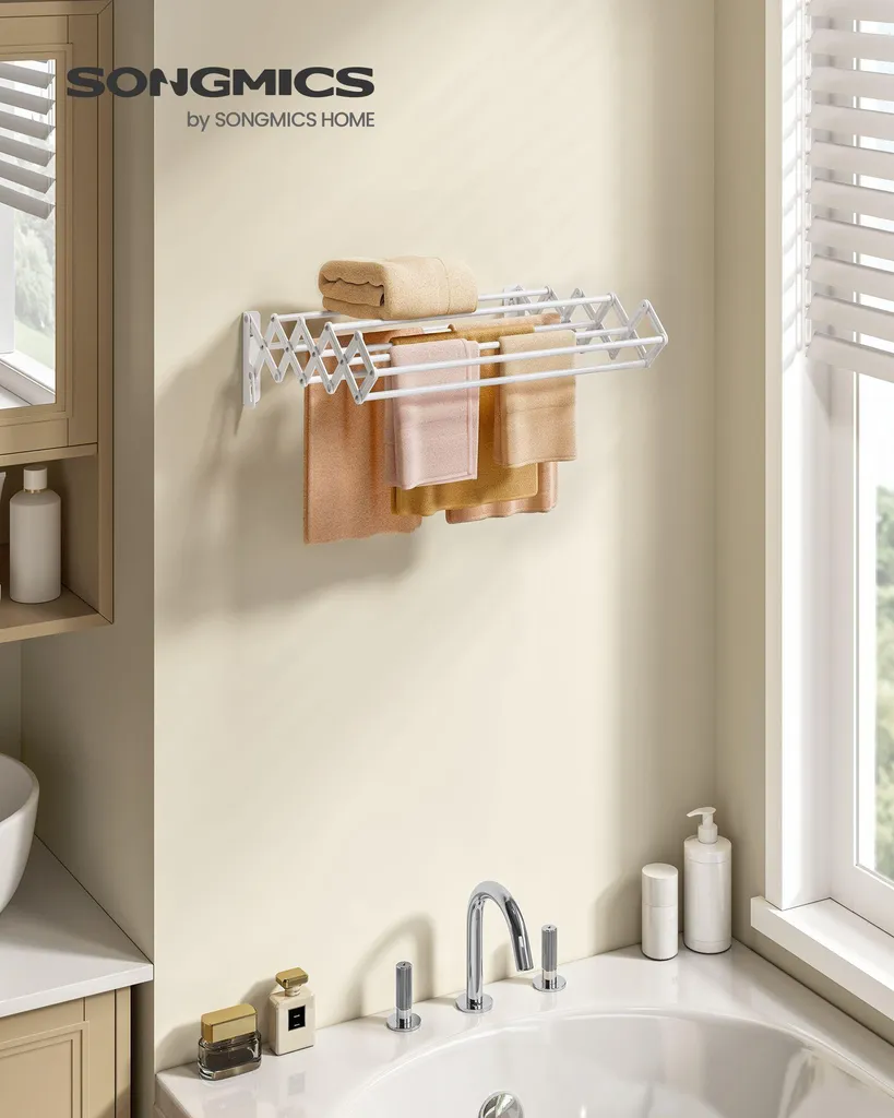 Sèche-linge extensible et pliable blanc nuage - Étendoir à linge robuste