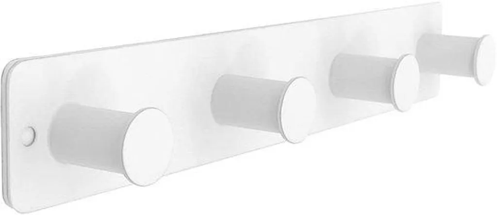 Support mural blanc multi-usage 4 crochets fixation sans perçage 25cm