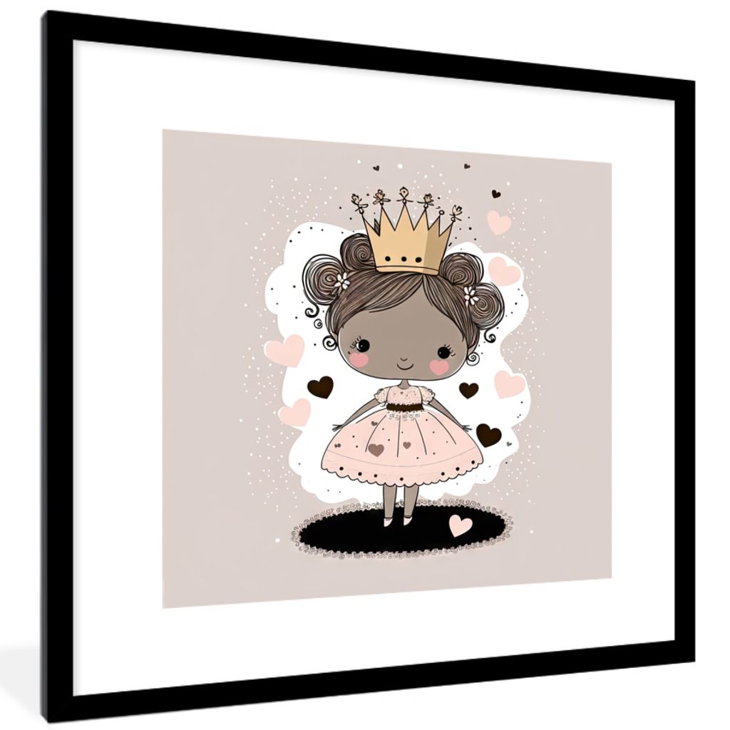 MuchoWow Gerahmtes Poster Prinzessinnen - Kleid - Kinder - Mädchen 40x40 cm - Poster mit Schwarzem Bilderrahmen Wandposter Rahmen Foto Bilder - ...