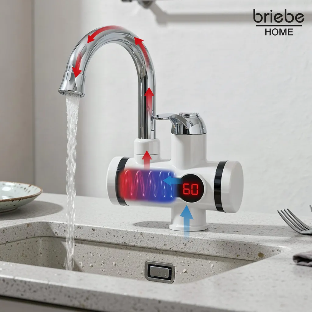Solution eau chaude immédiate Briebe IH1201 Robinet électrique blanc