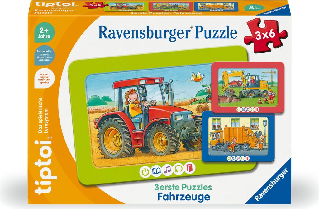 3 erste Puzzles: Fahrzeuge Ravensburger 00227 Produktbild 