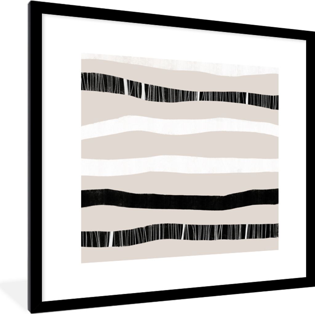 MuchoWow Gerahmtes Poster Linie - Pastell - Minimalismus - Muster 40x40 cm - Poster mit Schwarzem Bilderrahmen Wandposter Rahmen Foto Bilder - Po...