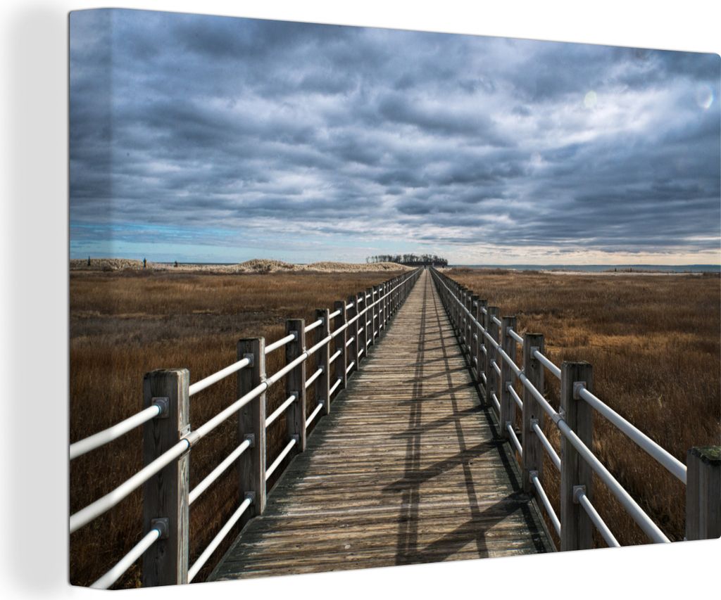 OneMillionCanvasses - Leinwandbilder - 140x90 cm, Anlegestelle in Connecticut, Wandbilder Kunstdruck Wanddekoration