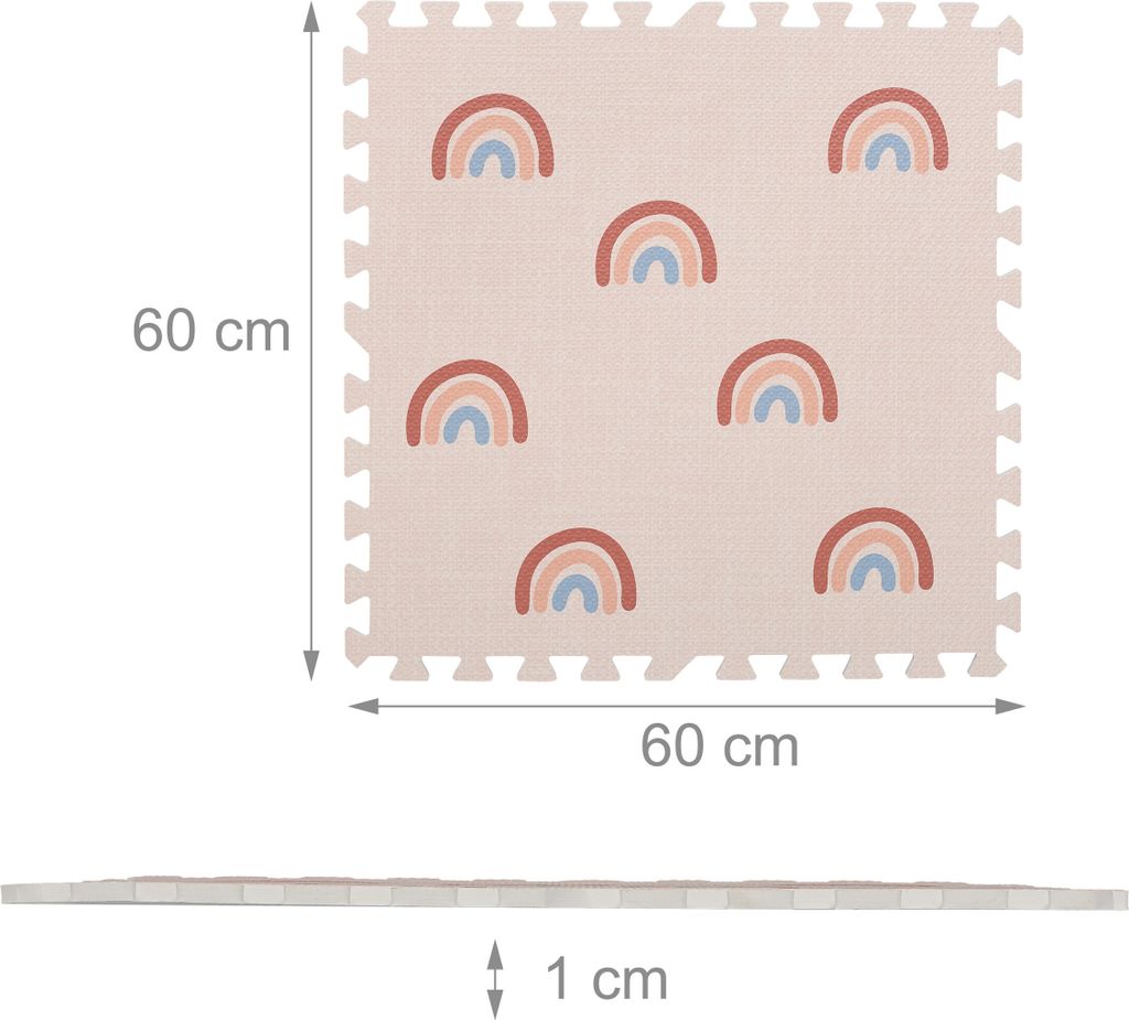 Tapis De Jeu, 18 Pièces, Chacune Mesurant 30 X 30 Cm, Sans Substances Nocives Pour Chambre Enfant Colore Relaxdays 98078793