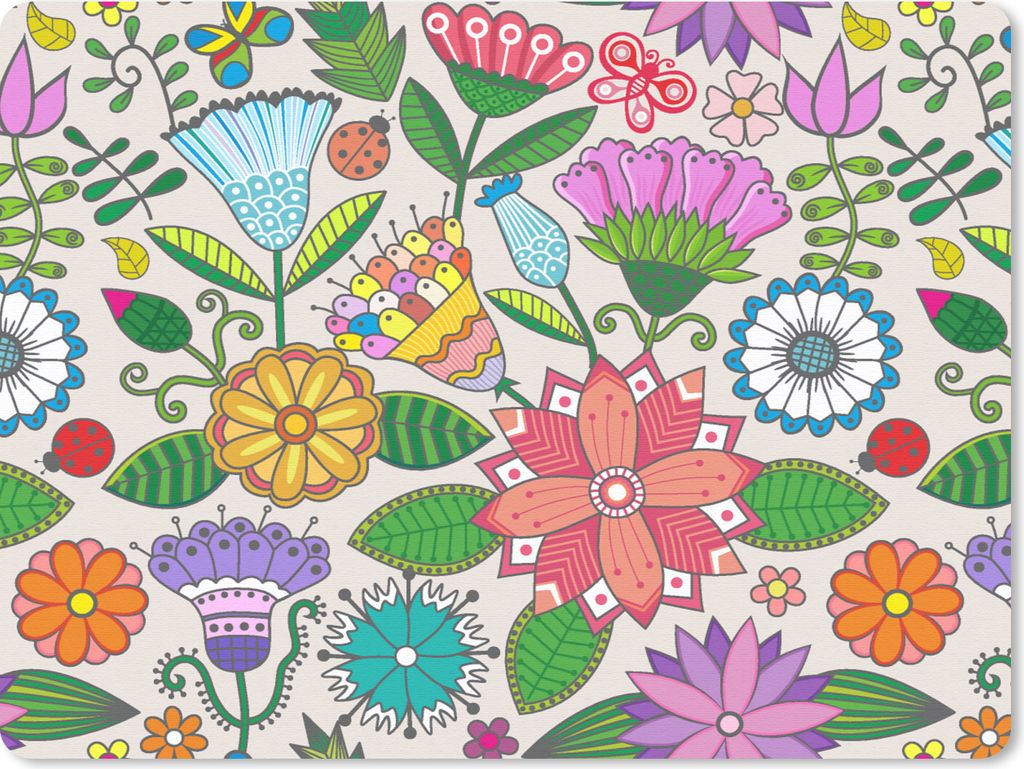 MuchoWow Mauspad Mousepad Blumen - Regenbogen - Schmetterling - Design 23x19 cm - Mousepads - Maus Mat - Pad - Mausunterlage - Schreibtischunterl...