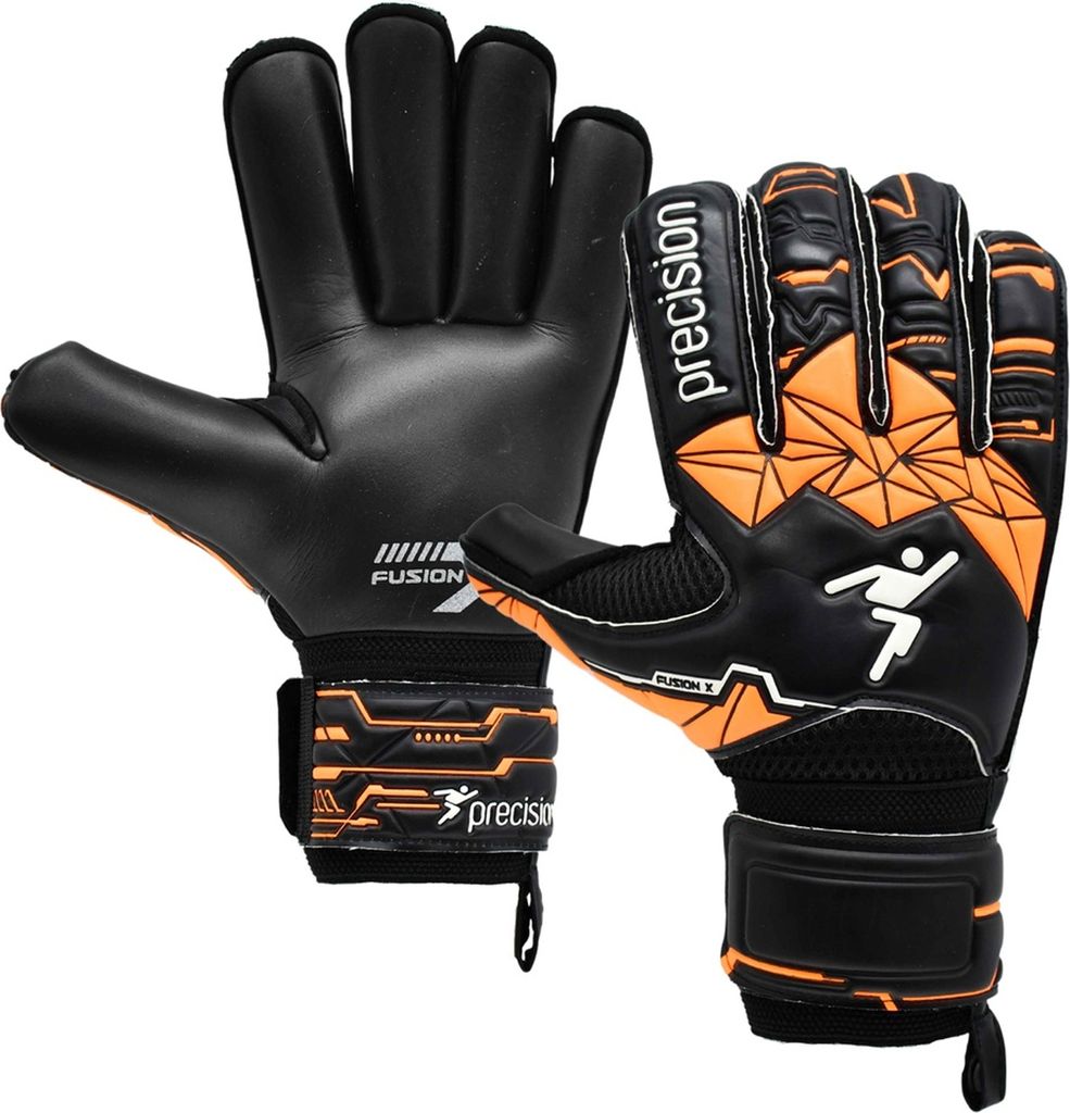 Precision - "Fusion X Roll Finger Protect" Torhüter-Handschuhe für Herren/Damen Unisex RD3717 (11) (Schwarz/Fluoreszierendes Orange/Weiß)