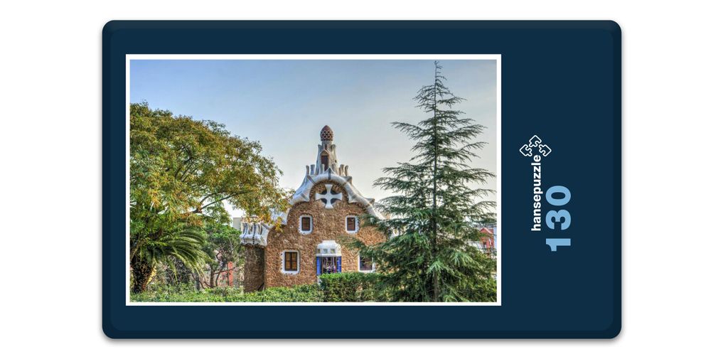 hansepuzzle 17530 - Park Güell Puzzle, 130 Teile, Orte, 28,7 x 20,0cm mit hochwertiger Aufbewahrung, Kartonbox und wiederverschließbarem Beutel