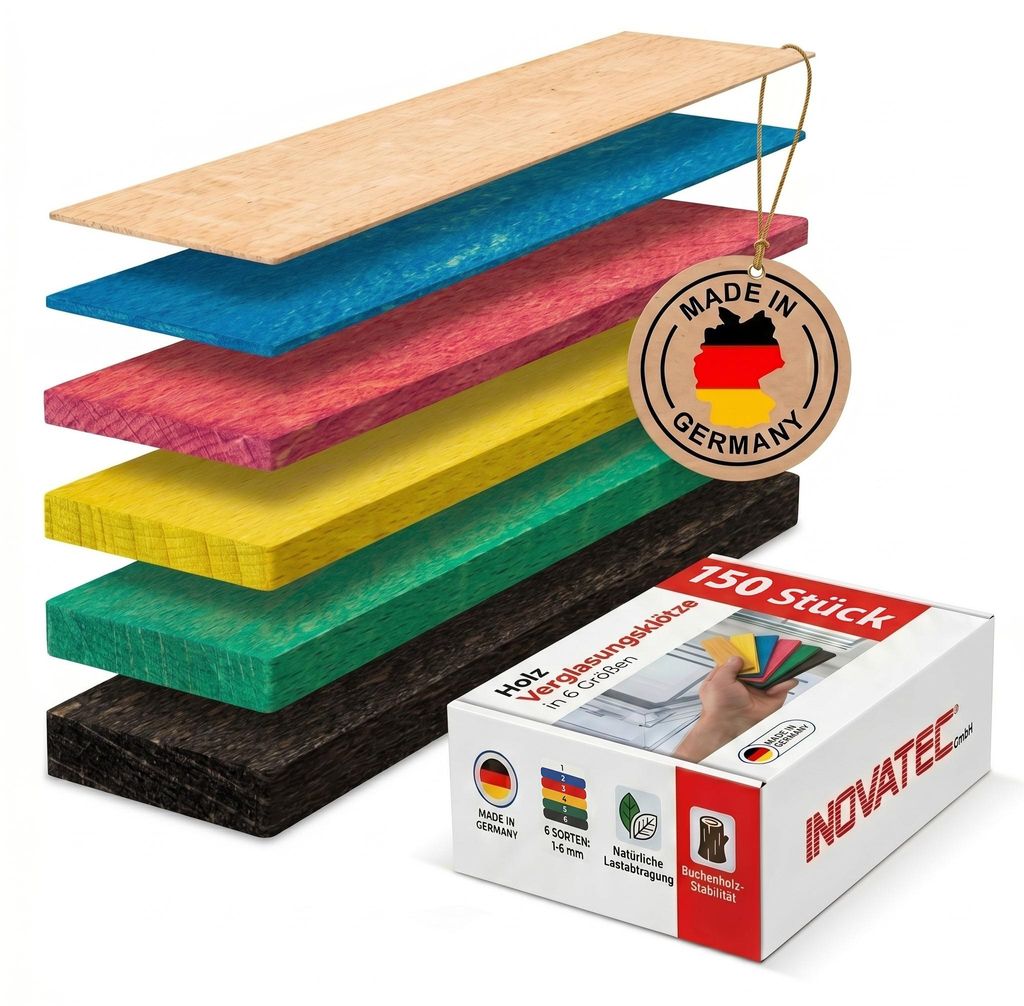150 x INOVATEC Holz Verglasungsklötze 80 x 24 im Karton Produktbild 
