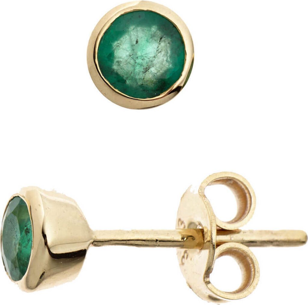 Ohrringe Ohrstecker Stecker mit Smaragd grün 333 Gold Gelbgold schlicht