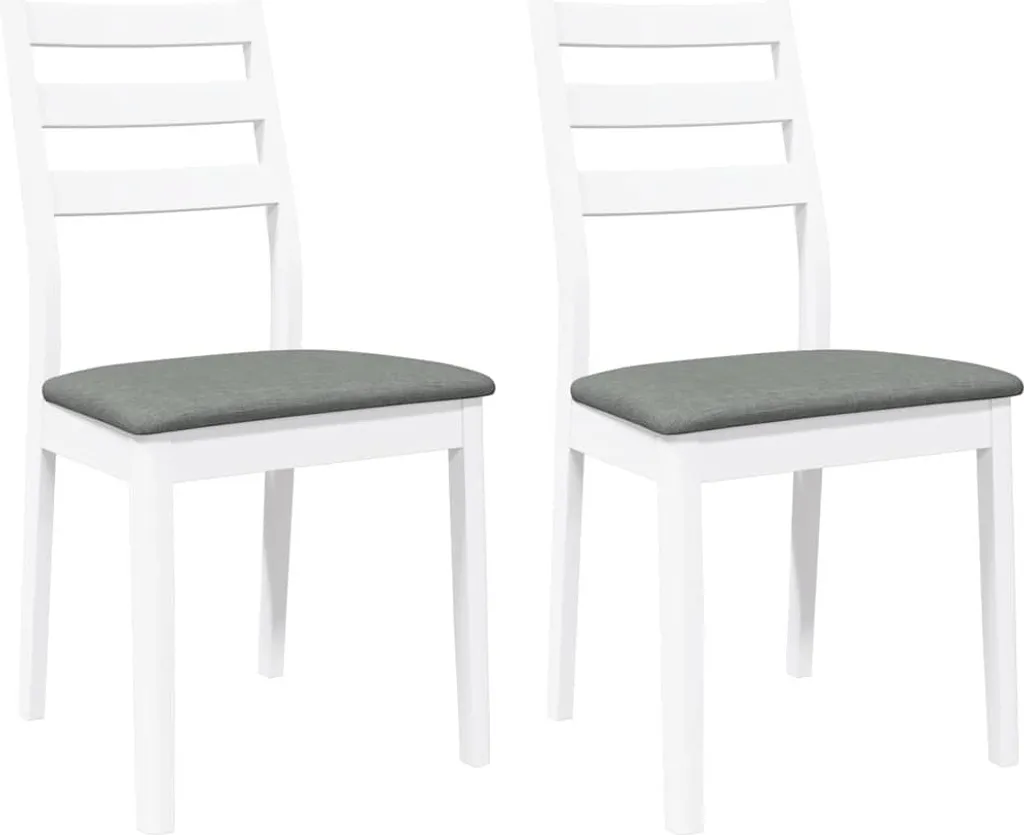 SYFAX™ Sedie da Pranzo con Cuscini 2 pz Bianco Legno Massello di Hevea