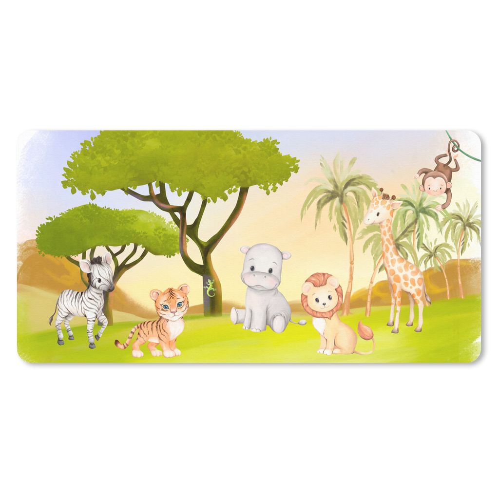 MuchoWow Mauspad Mousepad Dschungel - Tiere - Kinder 60x30 cm - Mousepads - Maus Mat - Pad - Mausunterlage - Nachhaltig