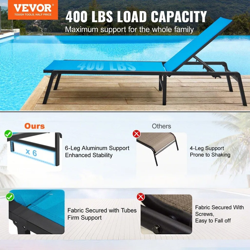 Chaise longue multi-positions pliable pour terrasse avec dossier ergonomique - 2
