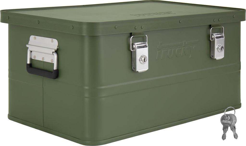 Aluminium Box mit Deckel Grün Alu Kiste Box Alukiste 50 Liter Transportbox Metallbox Alu Aufbewahrungsbox Boxen Abschliessbar Metallkiste Trucky