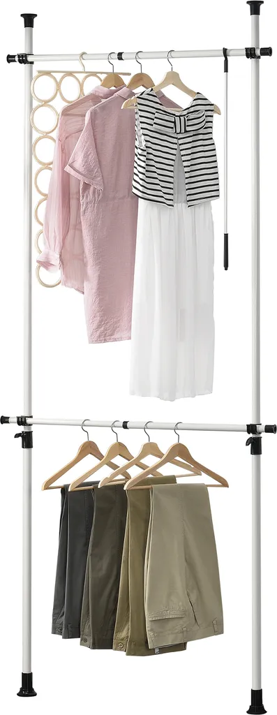 Penderie télescopique Kemi blanche - portant à vêtements sans perçage