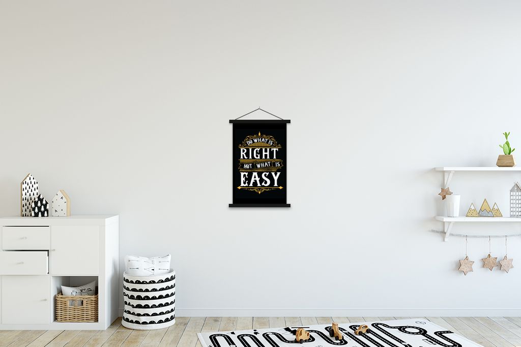 MuchoWow Textilposter Briefe - Retro - Gold - Zitat 40x60 cm mit schwarzem Rahmen - Wanddekorationen