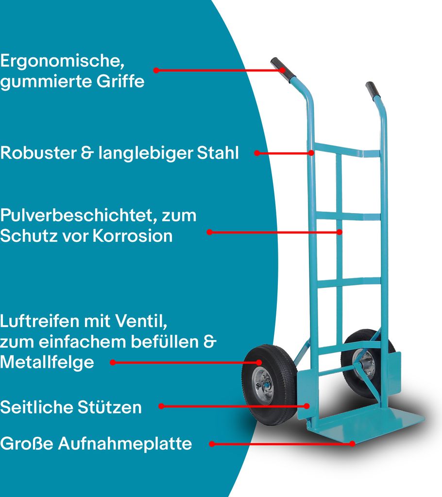 Bituxx Sackkarre mit Luftbereifung 200kg Blau MS-15904 Produktbild 2
