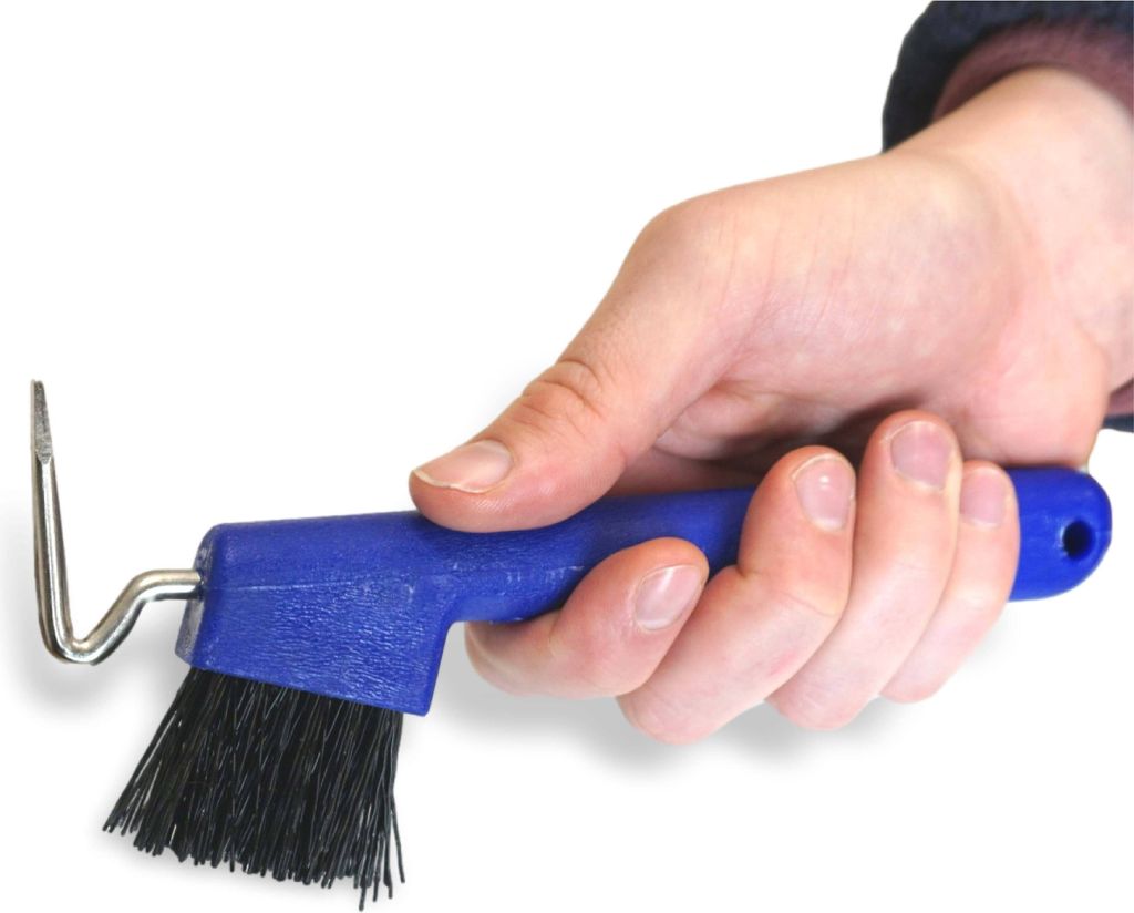 Hufkratzer für Pferde Esel Ziegen Huf mit extra Stabiler Bürste, Farbe blau