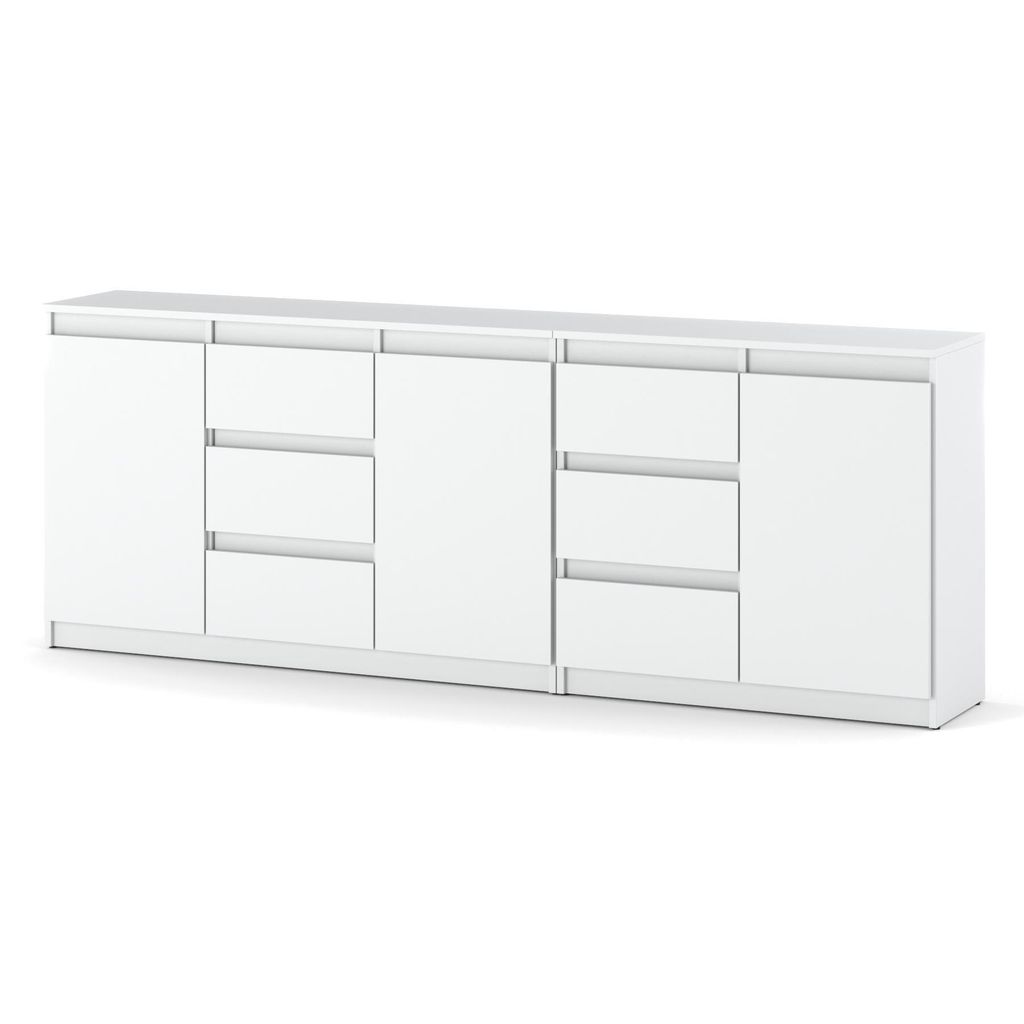 Komoda Zestaw 200 cm Biała Matowa 6 Szuflad 3 Drzwi Duża do Zdjęcie produktu 