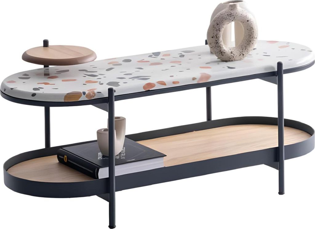 Eleganter Couchtisch mit Marmoroberfläche und Metallrahmen