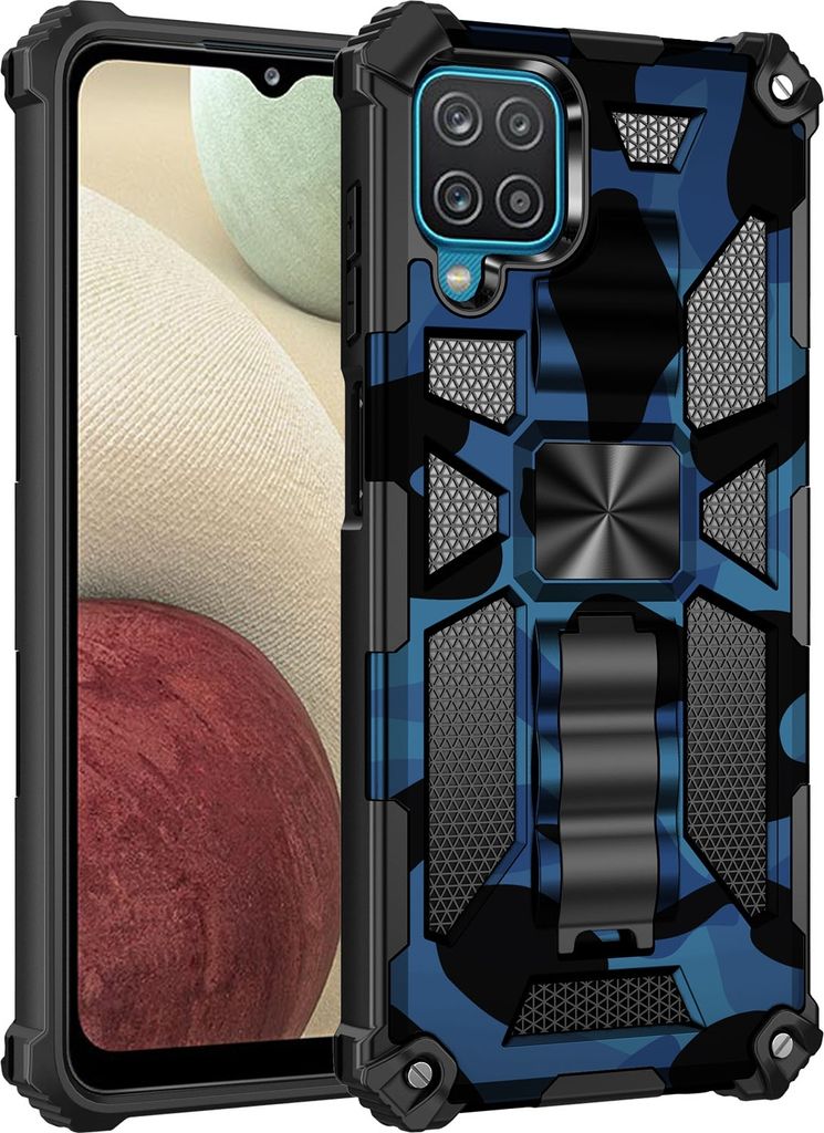 Für Samsung Galaxy A42 Camouflage Shockproof Armor TPU Hülle Blau