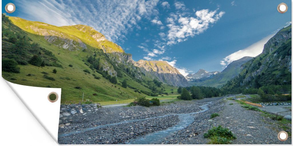 MuchoWow 160x80 cm Outdoor-Poster Gartendeko Sichtschutz Garten Poster für den Garten Fluss durch den Großglockner im europäischen Österreich