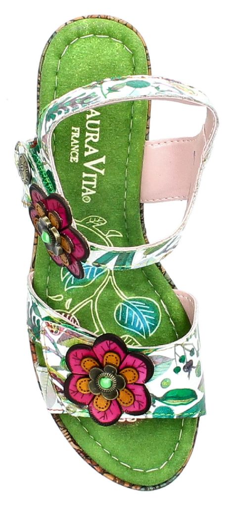 Laura Vita Damen Sandalette Blockabsatz Plateau Kork NELLAO 36, Größe:41 EU, Farbe:Grün