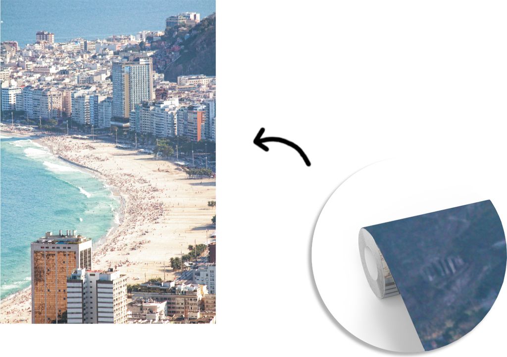 MuchoWow Fototapete für Wohnzimmer oder Schlafzimmer Wandtapete Vinyl Motivtapete Luftaufnahme des Strandes Ipanema in der brasilianischen Stadt...