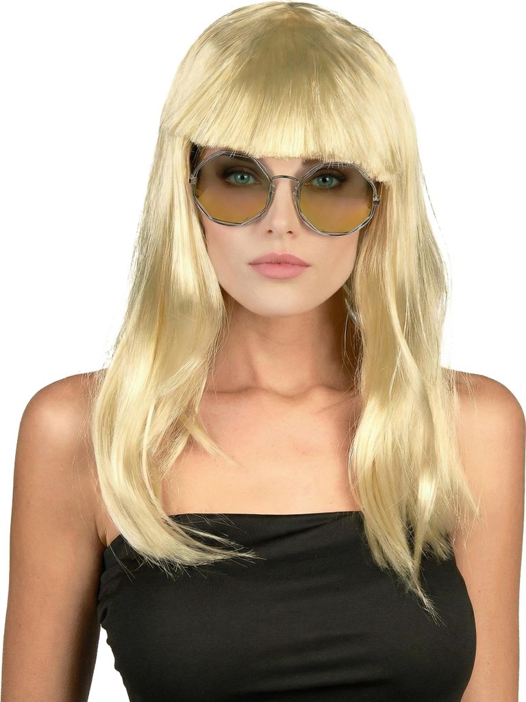 Langhaar-Perücke mit Pony glatt blond - Einheitsgröße Produktbild 