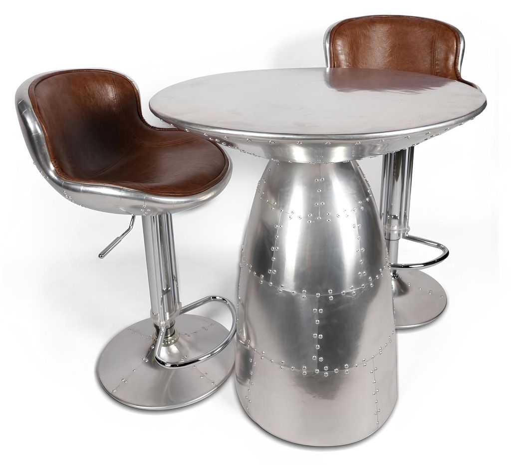 Bartisch Küchentisch Stehtisch Tisch Rund Flieger Flugzeug Tische Aluminium Neu