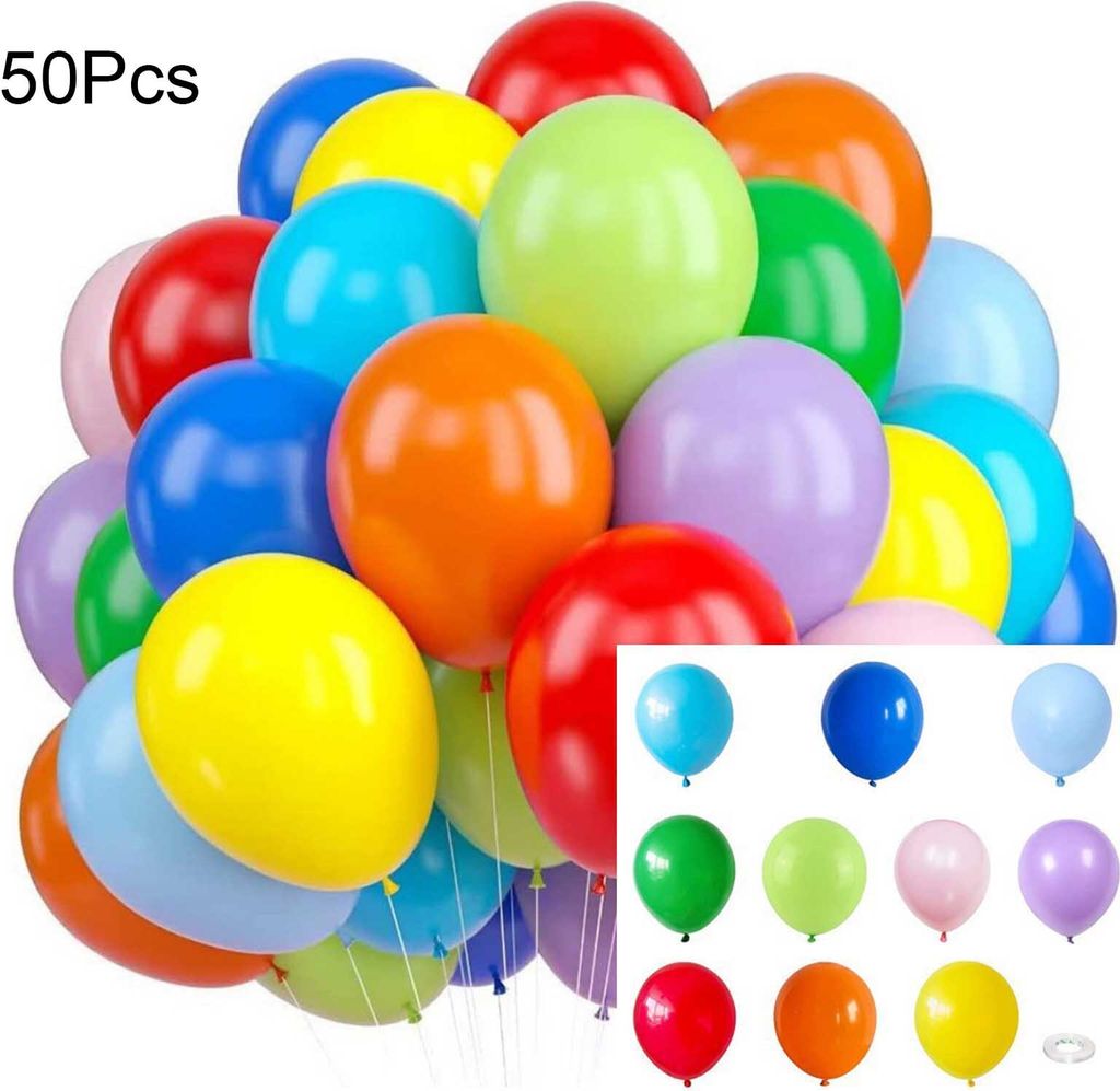 50-teiliges Latex-Luftballons-Set, metallische Konfetti-Luftballons, einfach zusammenzubauende Party-Luftballons mit Band für Kindergeburtstage, B...