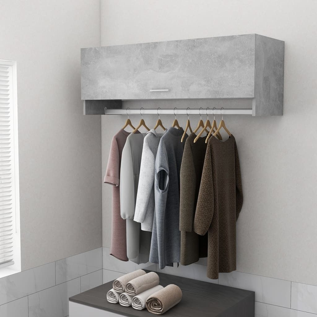 The Living Store Kleiderschrank Betongrau 100x32,5x35 cm Produktbild 