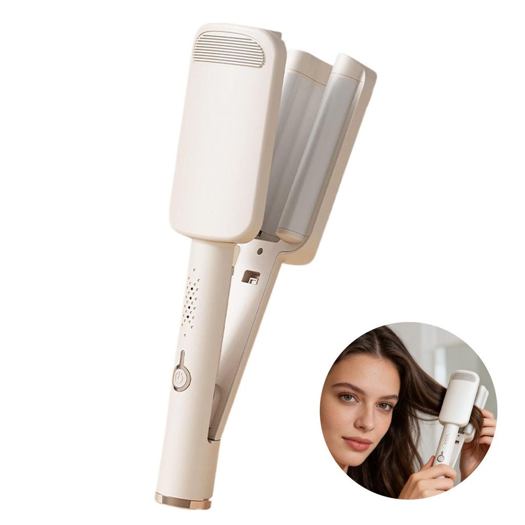 32mm Welleneisen für Haare, 3-fach Barrel Beach Waves Lockenstab, große Wellen, verstellbare Temperatur (160°C-220°C), Hitzeschutz