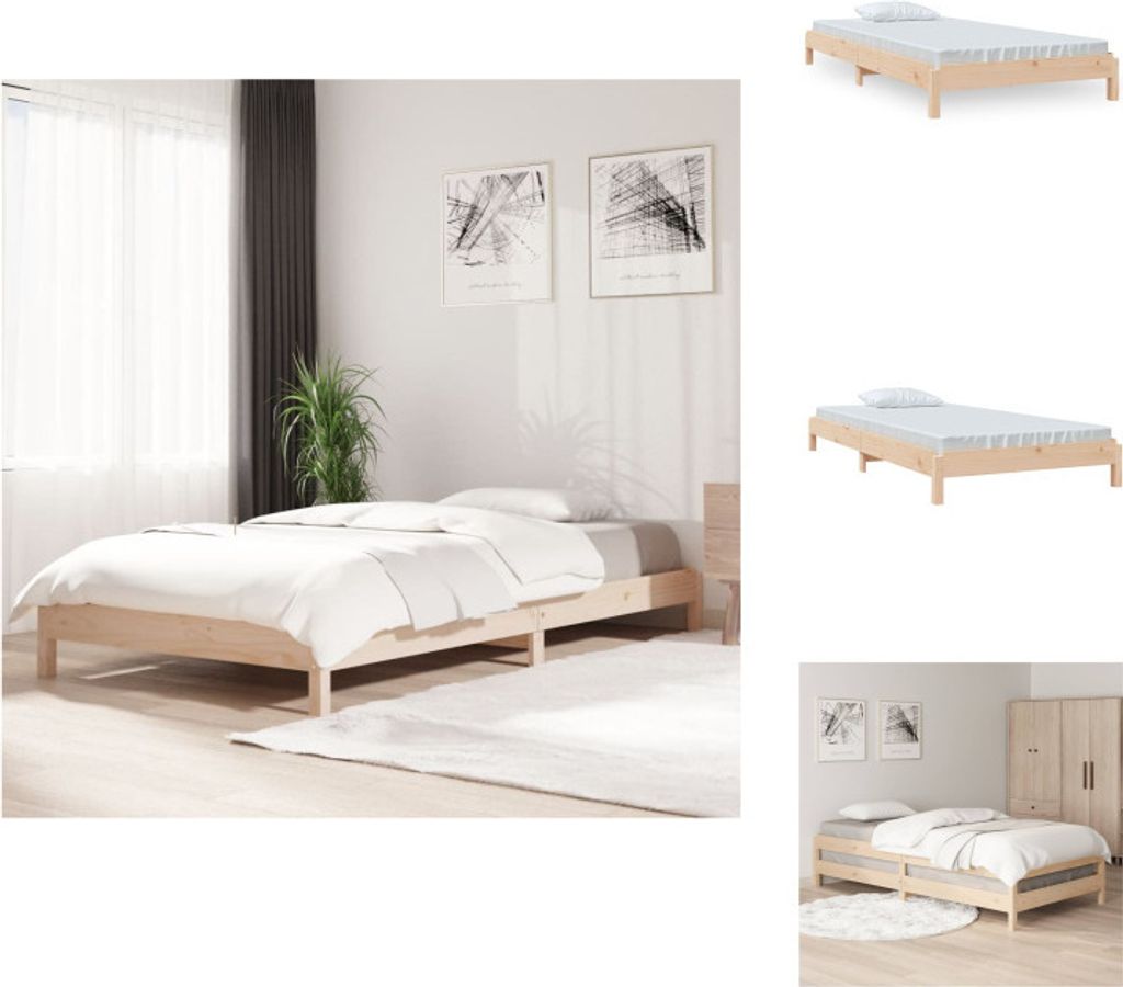 vidaXL Stapelbett 90x190 cm Massivholz Kiefer - Betten & Bettgestelle