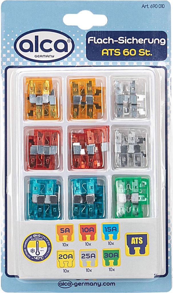 alca® Flach-Sicherungen 5 - 30 A; 60 St. Set blau braun Produktbild 