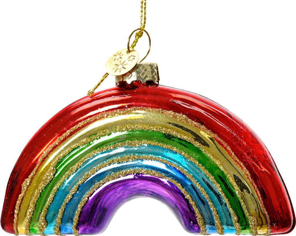 HOMLA DOVIE Glaskugel Regenbogen Glitzer 7x10 cm Produktbild 