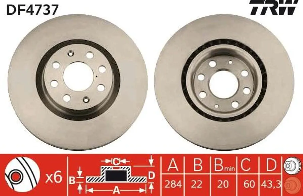 Disque de frein haute performance TRW DF4737 OE 71772815 haute fiabilité