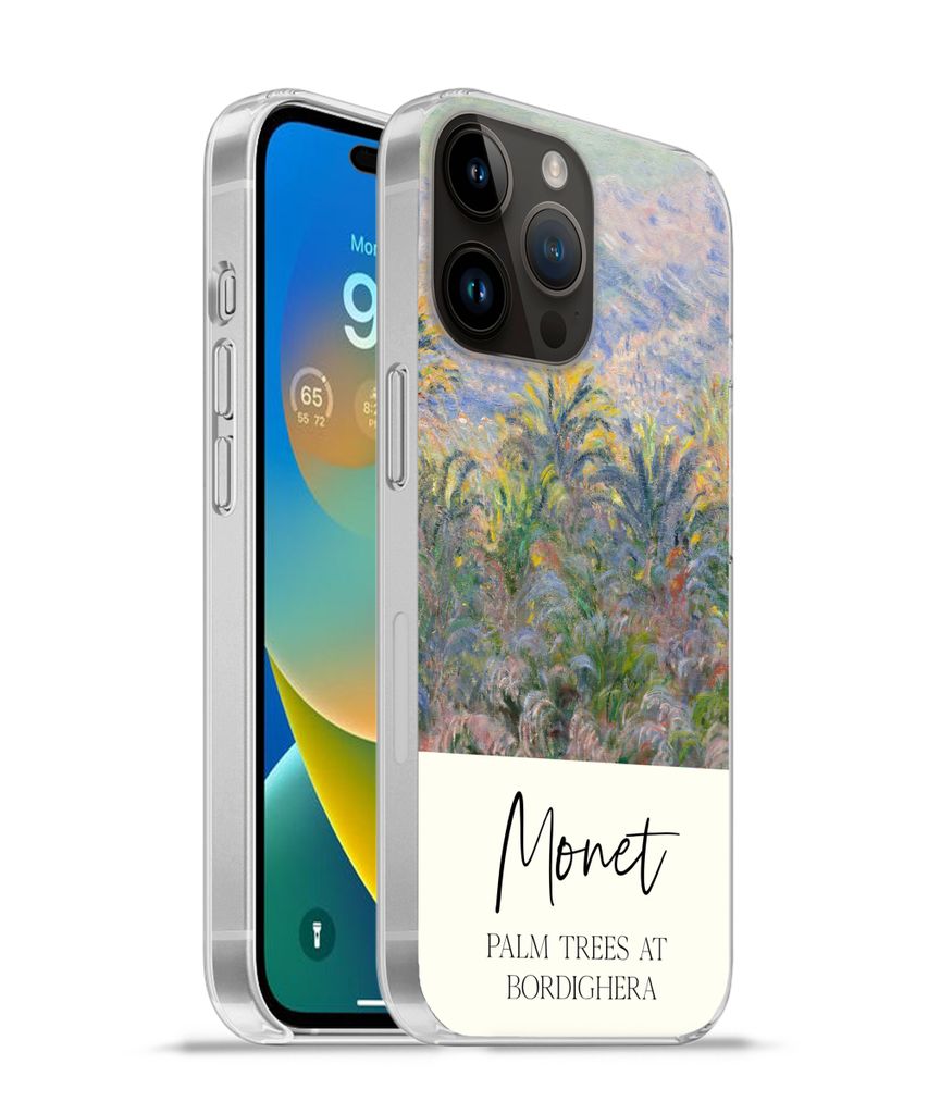 MuchoWow Handyhülle Schutzhülle Hülle für Apple iPhone 14 Pro - Softcase Monet - Kunst - Palmen in Bordighera Silikon Softcase Handy Hülle -...