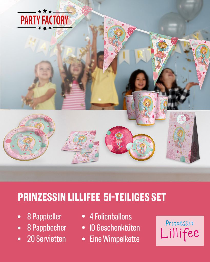 Prinzessin Lilifee 51-tlg. Party Set – Deko mit Produktbild 