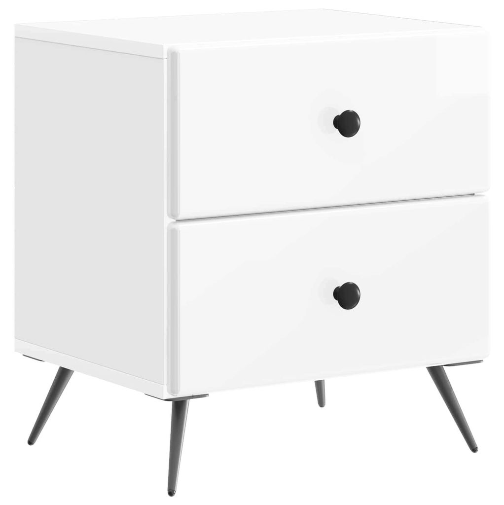 "2026 Moderne"Nachttisch(1 pc) elegantes Design - Nachtschrank - für Schlafzimmer - Hochglanz Weiß 43x34,5x47,5cm Holzwerkstoff - Nachttische & -...
