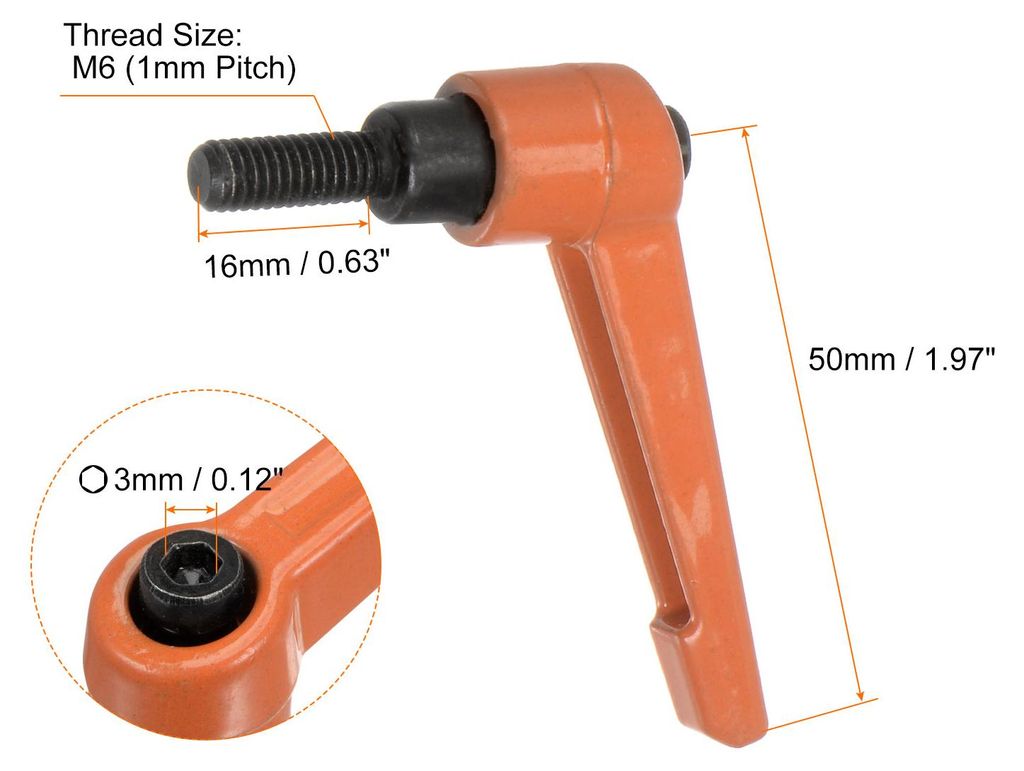 4 Stš¹ck Klemmhebel Griff M6 x 16mm Au?engewinde Schrauben Spritzbeschichter Kohlenstoffstahl Verstellbare Handgriffe Spannhebel Befestigung fš...