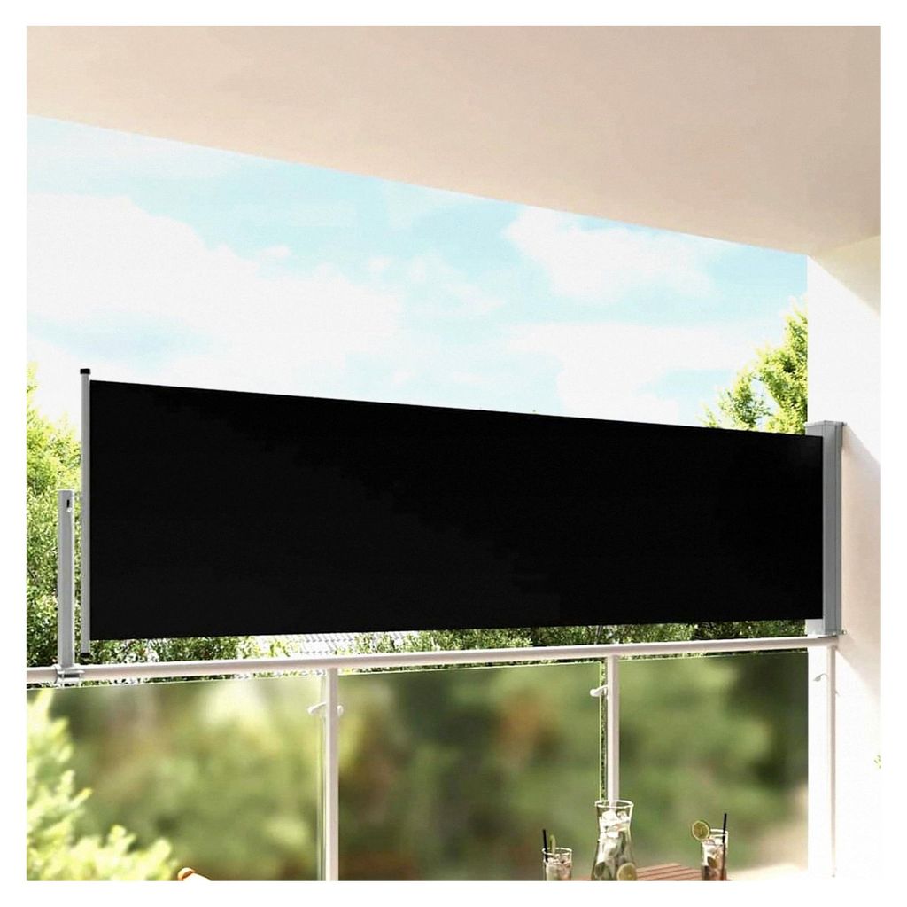 Ausziehbare Seitenmarkise 100 x 300 cm Schwarz, Gelenkarmmarkise für Terrasse und Eingangsbereich
