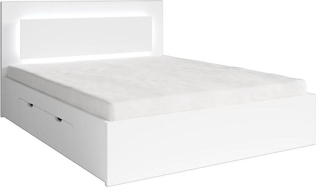 Manželská postel se šuplíky 180x200 DUITAMA - bílá + LED Obrázek produktu 