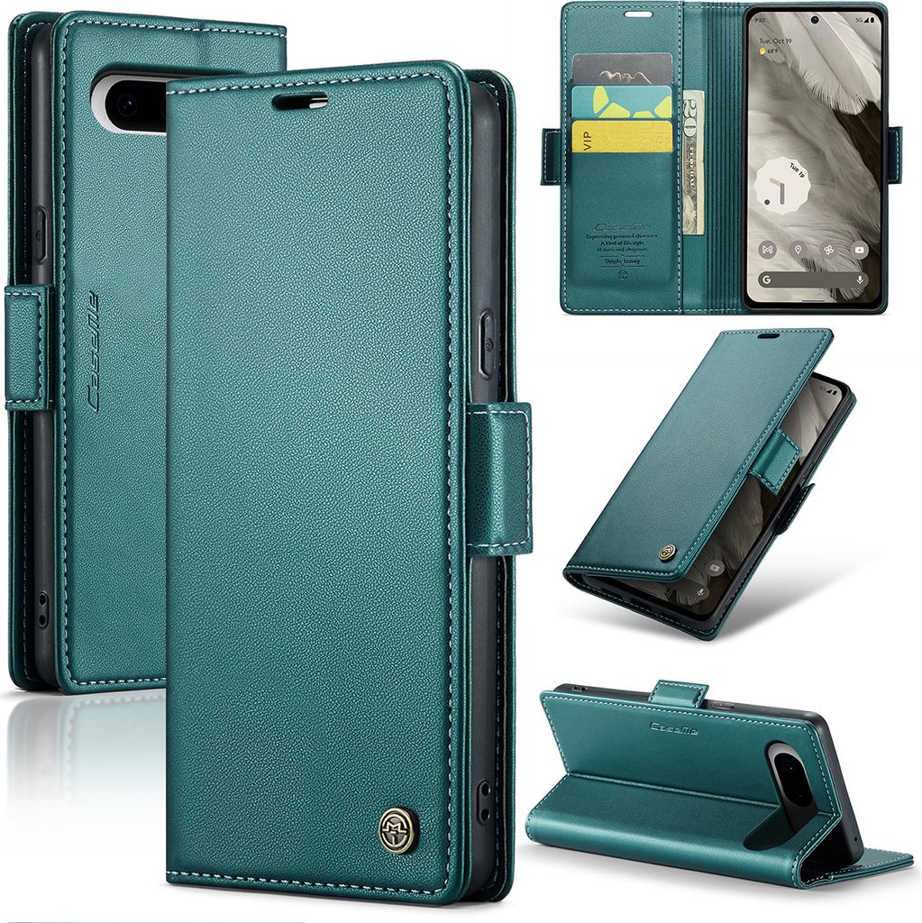 Google Pixel 8 Hülle, Leder Brieftasche Kartenfach Schutzhülle mit Standfunktion für Google Pixel 8 Grün