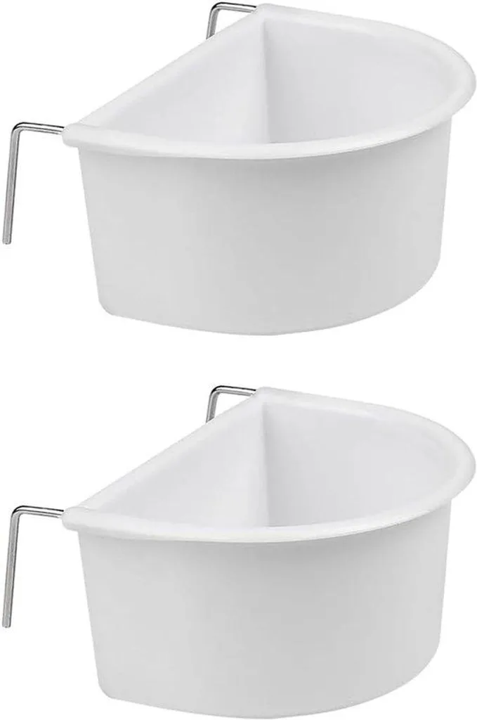Mangeoire pour oiseaux design en D blanche avec perchoir (lot de 2)