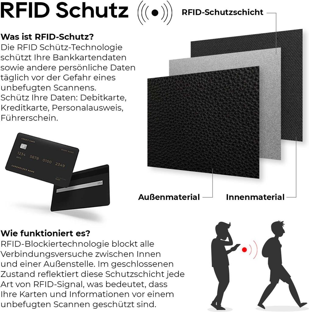 RFID echt Leder Portemonnaie Geldbörse Geldbeutel Herren Produktbild 8