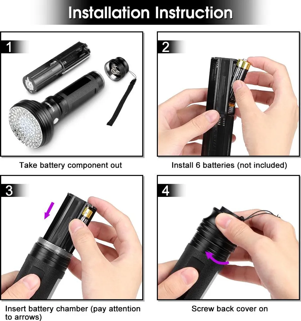 Torcia Duale LED UV 395nm 75 Lumen - Kit Emergenza e Trekking Compatto - 3